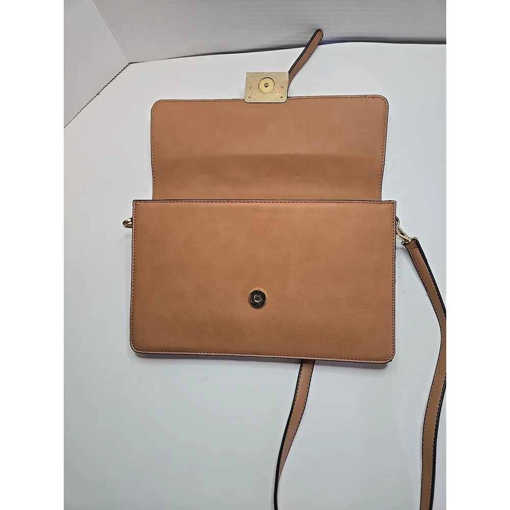Chelsea28 Vegan Leather Color Block Brown Crossbody Purse Bag